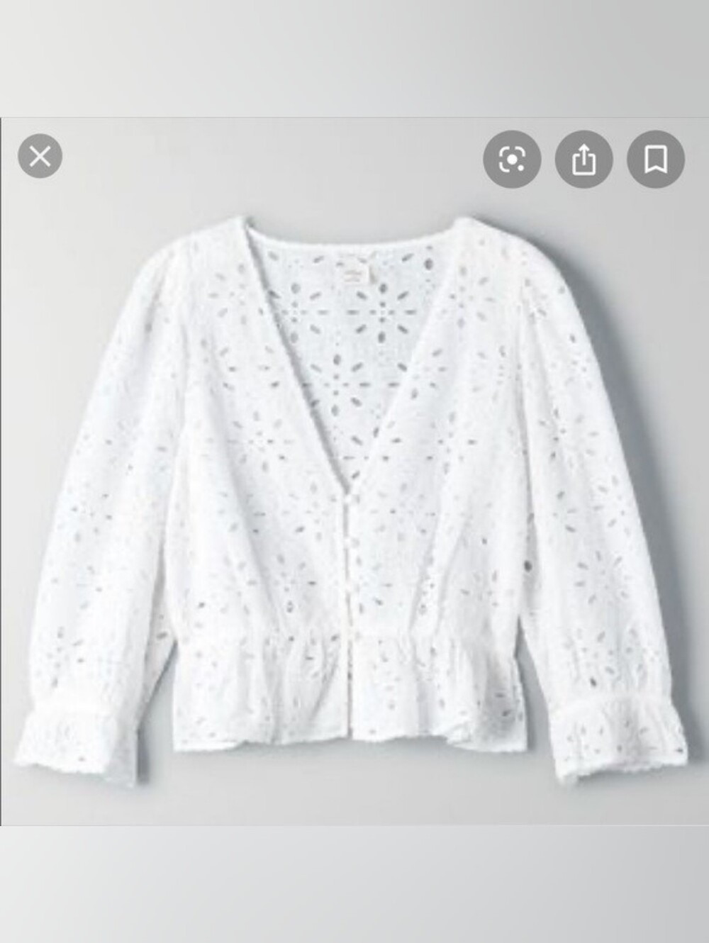 Wilfred La Bohéme Caravan Cotton Eyelet Cropped Blouse - Size XS - Picture 2 of 8